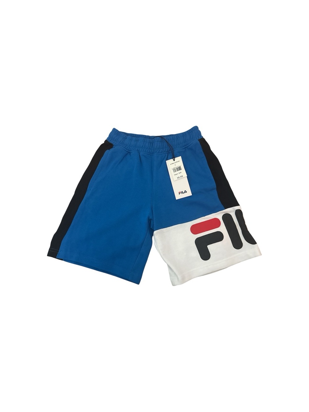 FILA Boys Colorblock Logo Shorts Size S Blue Black White NWT